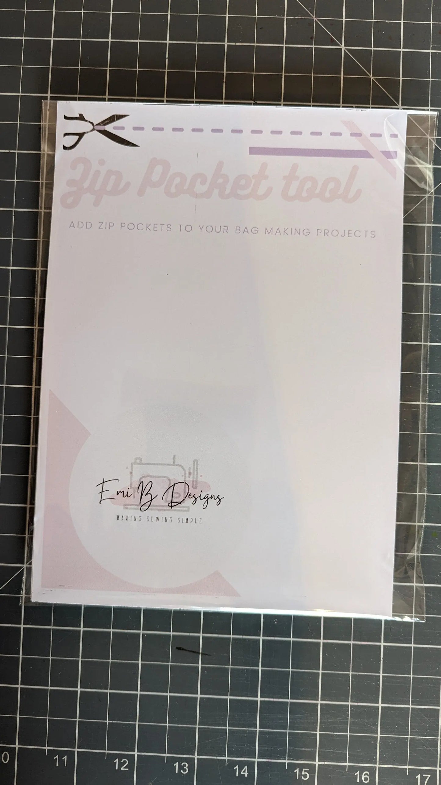 Zip Pocket Tool 2 Make your own Zip Pockets How to sew a zip pocket Zip tool Zip pocket Ruler 3D Peak Print