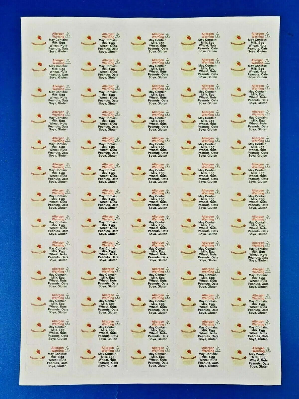 325 x Small Cupcake Allergy Allergen Advice Warning Stickers Sticky Labels 3D Peak Print