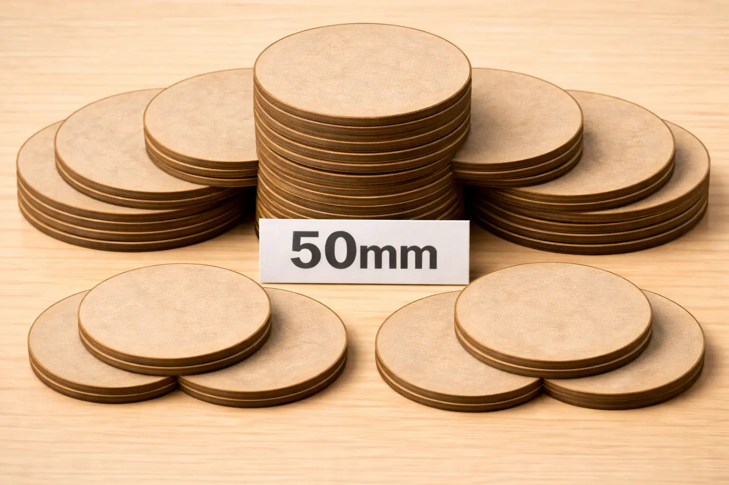 Wargaming Bases MDF 25mm–50mm Laser Cut Round Bases Tabletop Gaming 3D Peak Print