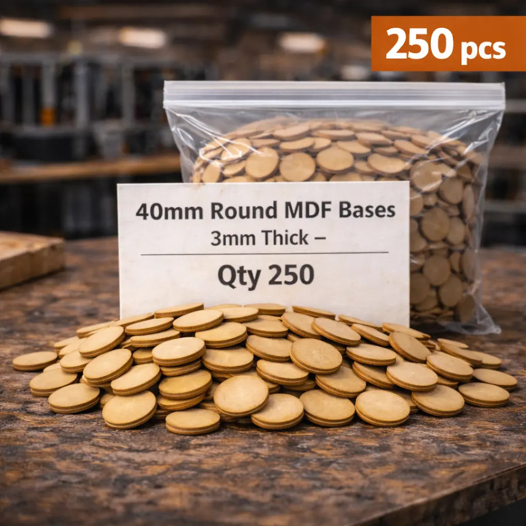 40mm Round MDF Bases 3mm Thick Wargaming Miniatures Tabletop Games UK 3D Peak Print