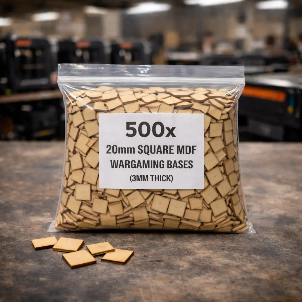 20mm Square MDF Bases 3mm Thick Wargaming Miniatures Tabletop Games UK 3D Peak Print