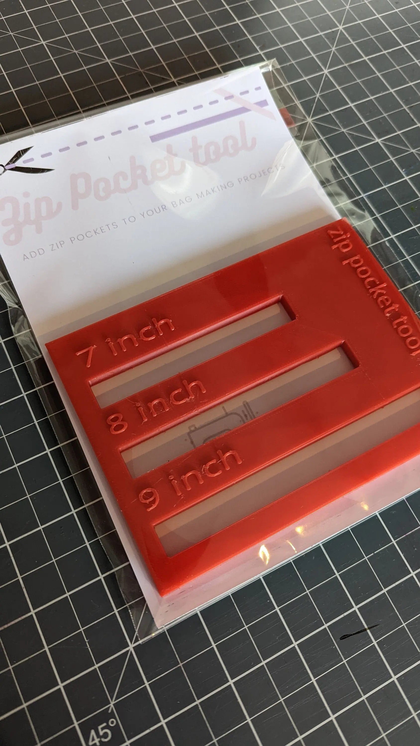 Zip Pocket Tool Make your own Zip Pockets How to sew a zip pocket Zip tool Zip pocket Ruler 3D Peak Print