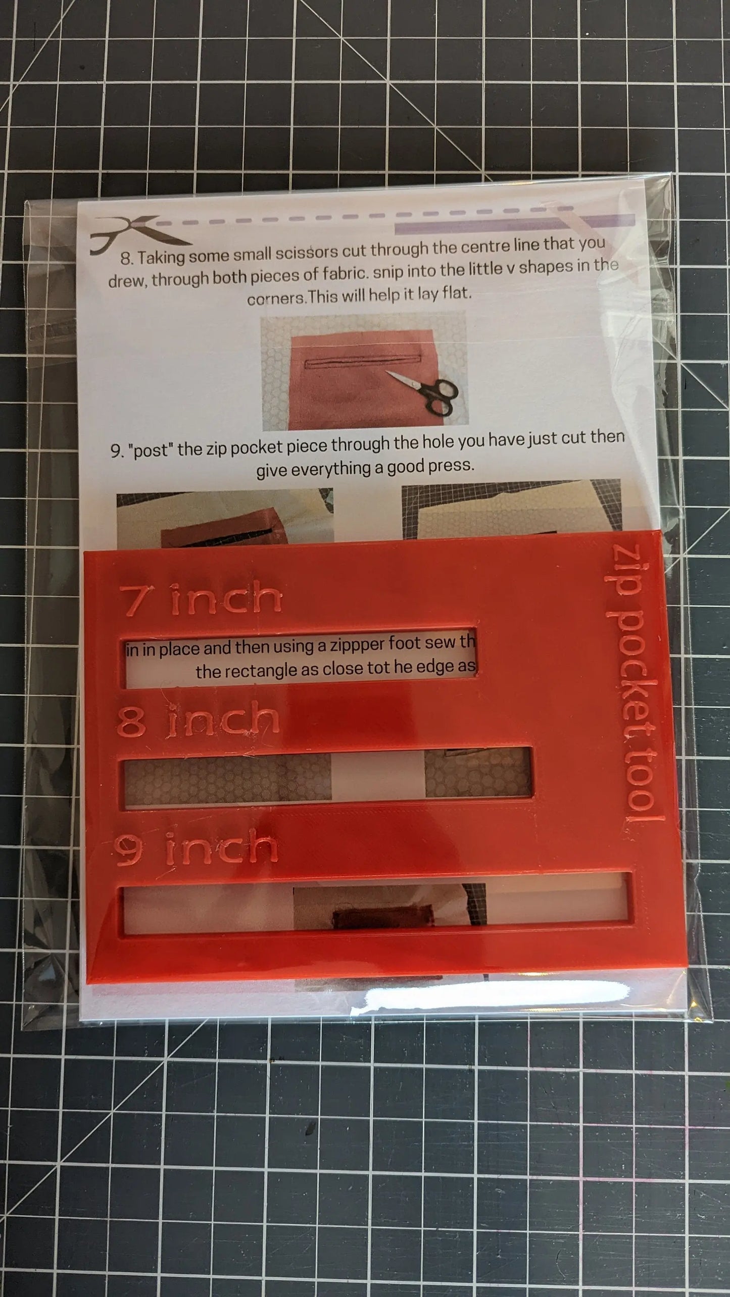 Zip Pocket Tool Make your own Zip Pockets How to sew a zip pocket Zip tool Zip pocket Ruler 3D Peak Print