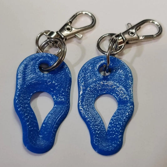 2 x Key Ring Tick Removal Tools Blue PLA Plastic Biodegradable, dog cat horse 3D Peak Print