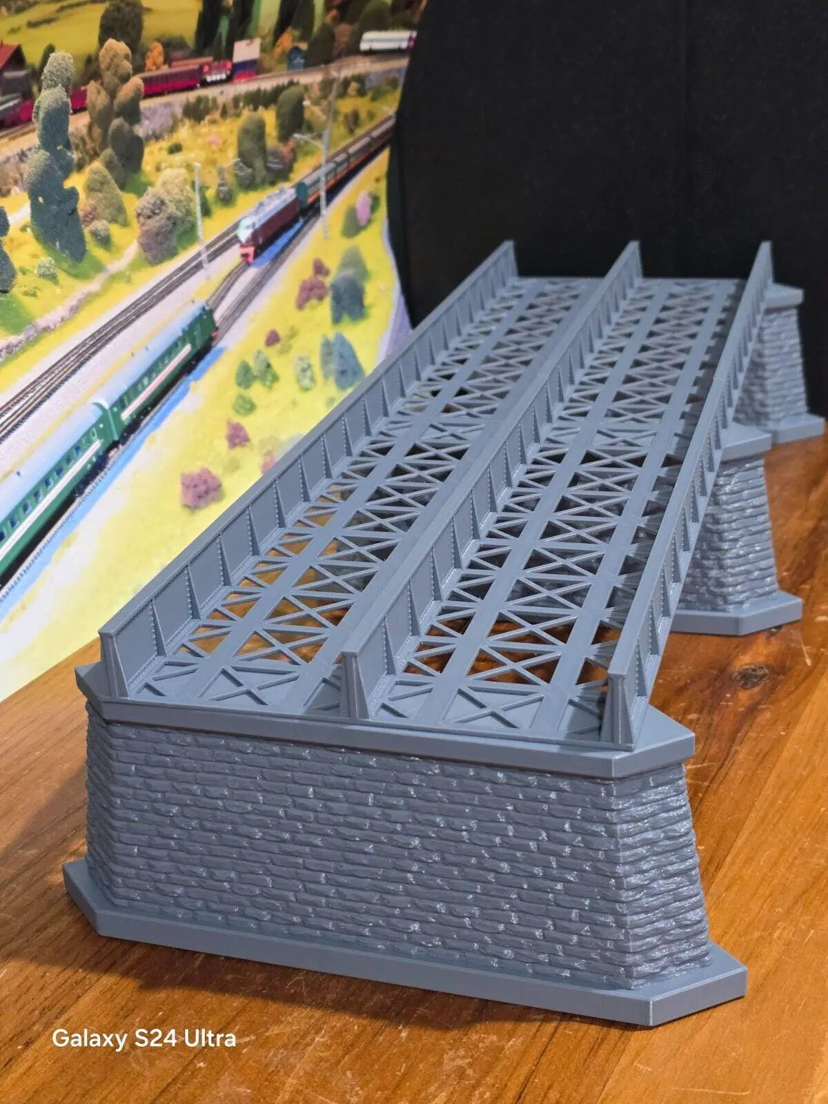 Z Gauge Double Track Iron Girder Bridge Model Railway Train Layout 1:220 Scale 3D Peak Print