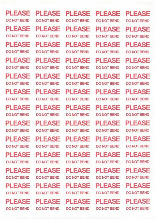 Please Do Not Bend Labels Stickers Self Adhesive Printed Post Mail 3D Peak Print