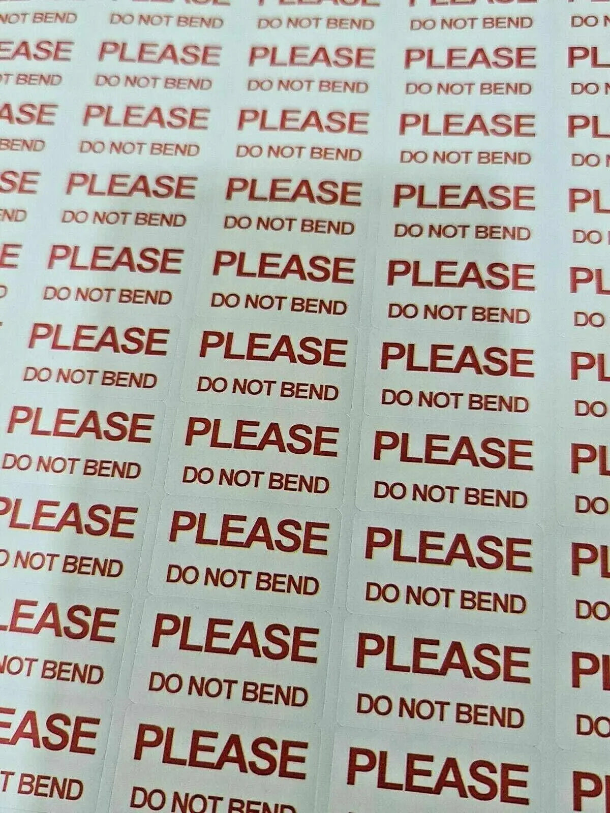 Please Do Not Bend Labels Stickers Self Adhesive Printed Post Mail 3D Peak Print