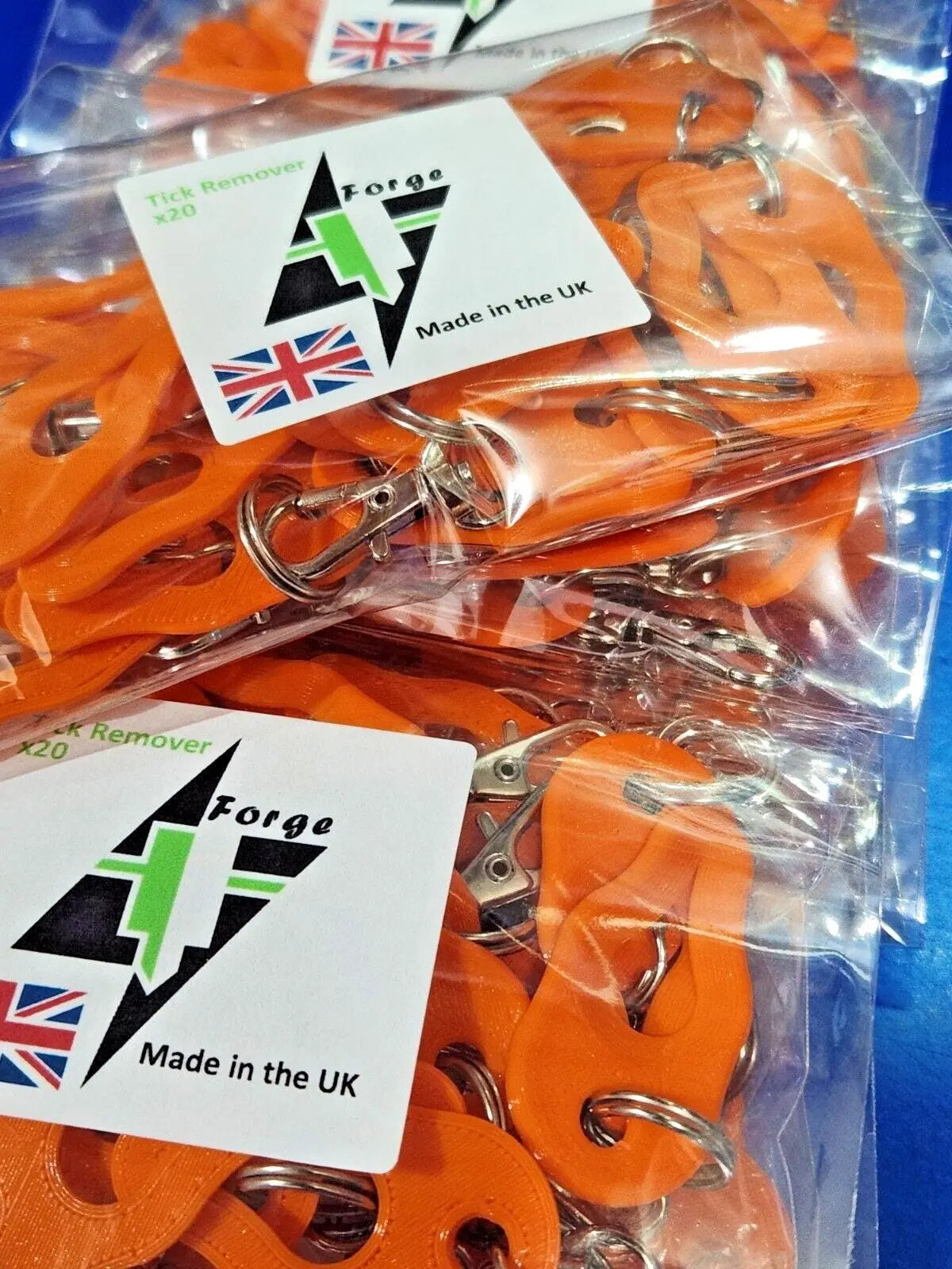 Wholesale Bulk 200 x Tick Removal Tools Orange PLA Plastic dog cat horse human with simple 15mm key ring 3D Peak Print