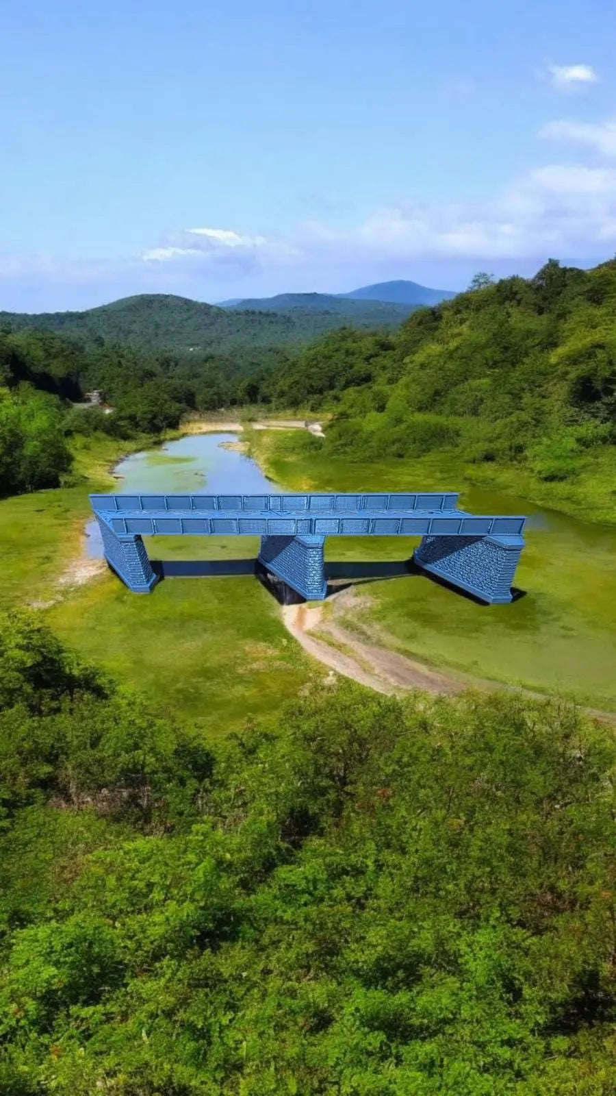 Z Gauge Left 45 deg single Track Iron Girder Bridge Model Railway 1:220 Scale 3D Peak Print