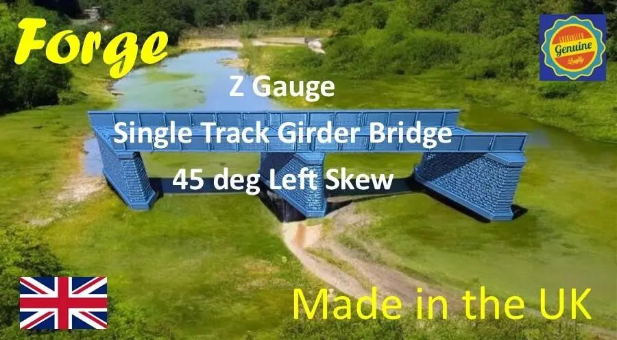 Z Gauge Left 45 deg single Track Iron Girder Bridge Model Railway 1:220 Scale 3D Peak Print