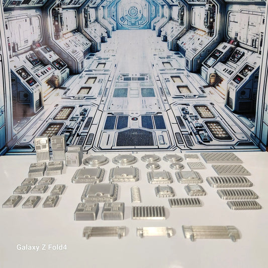 28mm Sci-Fi Greebles Kitbash Set: 42 pcs Cyberpunk Control Panels, Switches 3D Peak Print