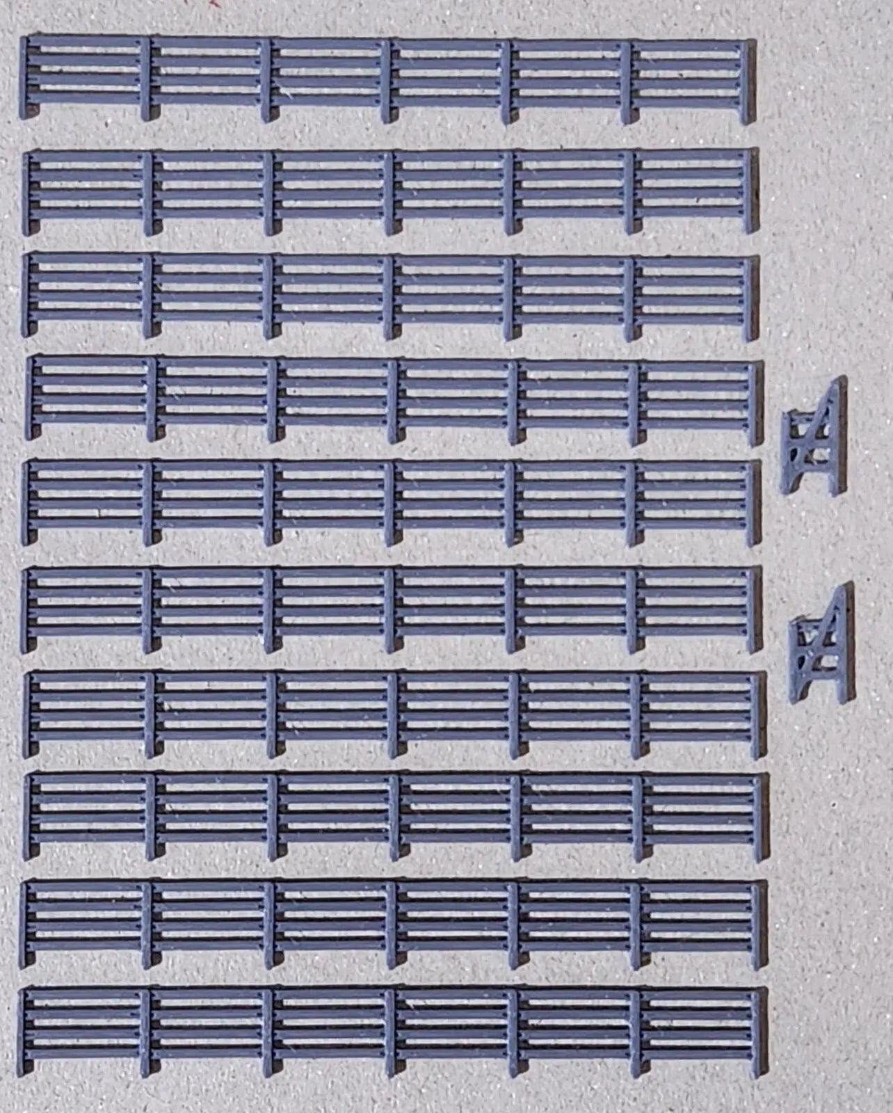 Fencing Railings N Gauge New 10 Pack Grey 1:148 Scale Models Train Railway 3D Peak Print