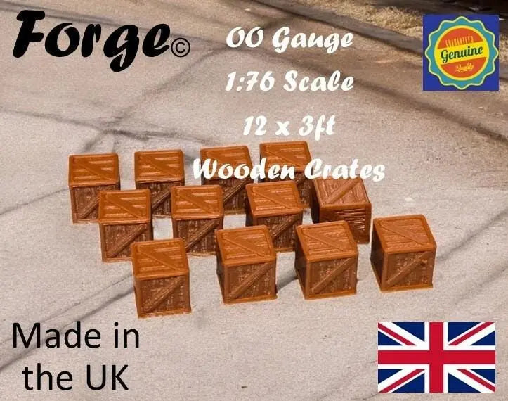 Wooden Crates 3ft Model Train Railway Station Freight New OO HO Gauge 12 Pack 3D Peak Print