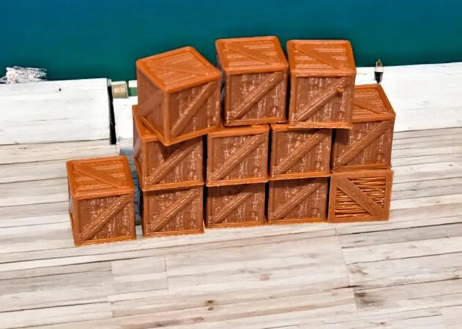 Wooden Crates 3ft Model Train Railway Station Freight New OO HO Gauge 12 Pack 3D Peak Print