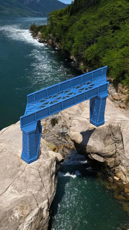 Z Gauge Right 45 deg single Track Iron Girder Bridge Model Railway 1:220 Scale 3D Peak Print