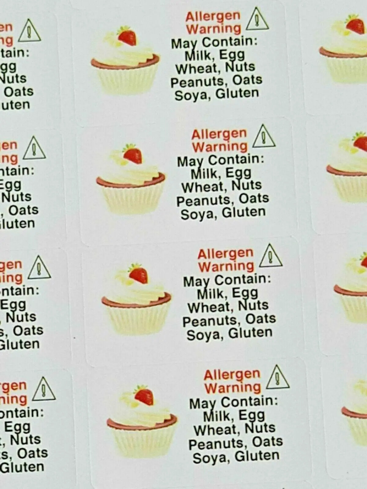 325 x Small Cupcake Allergy Allergen Advice Warning Stickers Sticky Labels 3D Peak Print