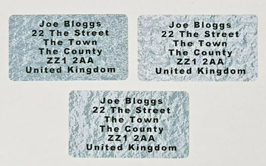 260 x Mini Silver Texture Personalised Name & Address Matte Labels Stickers 3D Peak Print