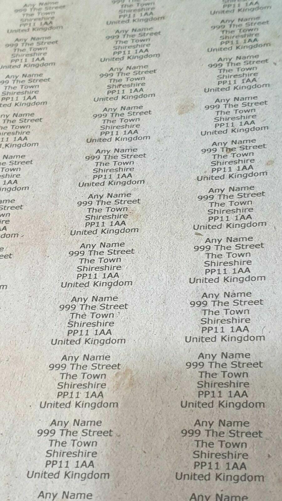 260 x Mini Vintage Papers Personalised Name & Address Sticky Labels Stickers 3D Peak Print
