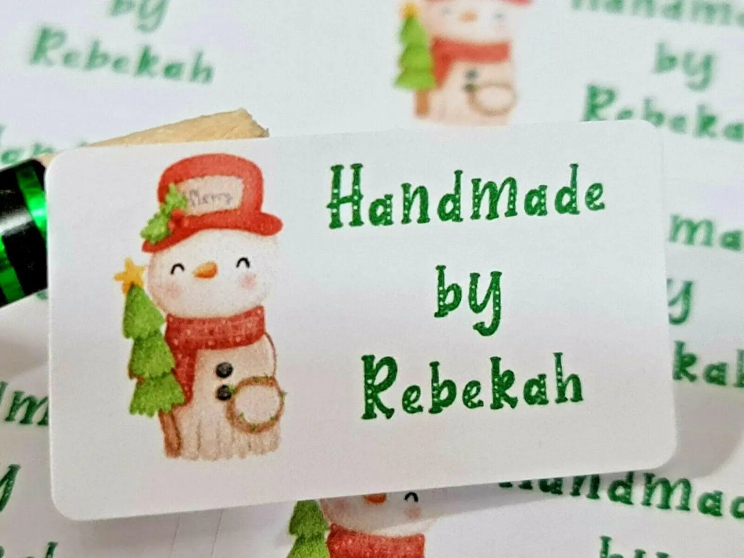 325 Christmas Personalised Self Adhesive Handmade by Sticky Labels Stickers 3D Peak Print
