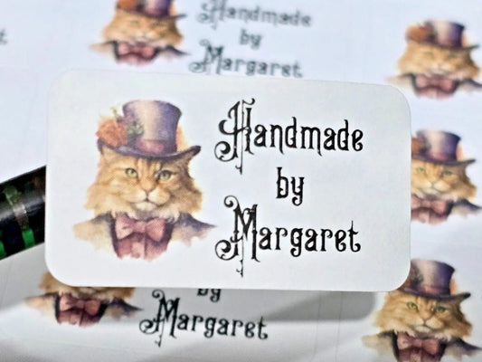 Victorian Cats Handmade by Labels Personalised Self Adhesive Address Stickers 3D Peak Print