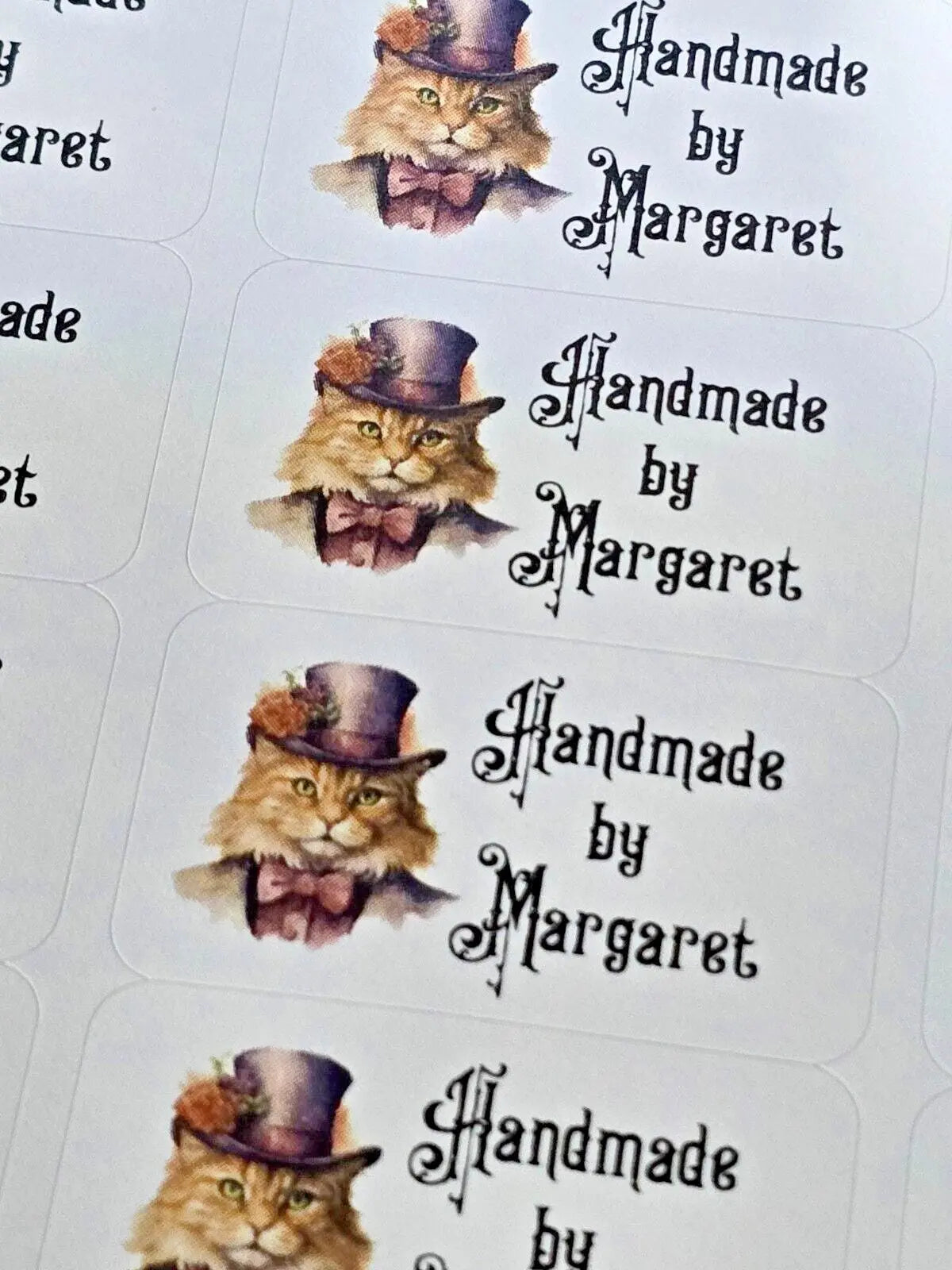 Victorian Cats Handmade by Labels Personalised Self Adhesive Address Stickers 3D Peak Print