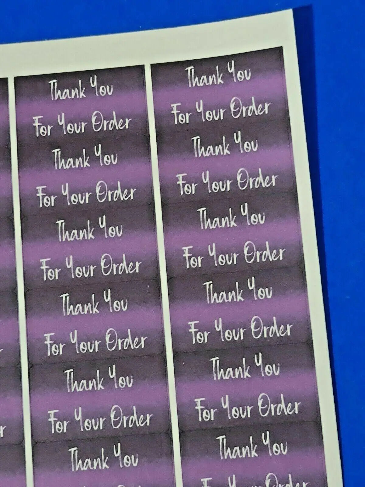 260 x Thank You for Your Order Labels Blackcurrant & Liquorice Matte Stickers 3D Peak Print