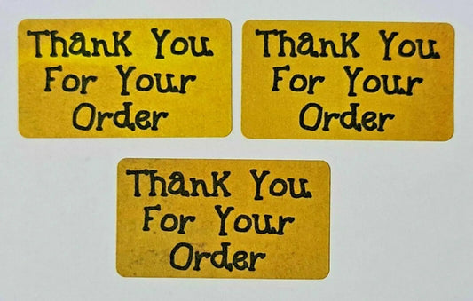 260 x Thank You for Your Order Sticky Labels TOP BANANA Yellow Matte Stickers 3D Peak Print