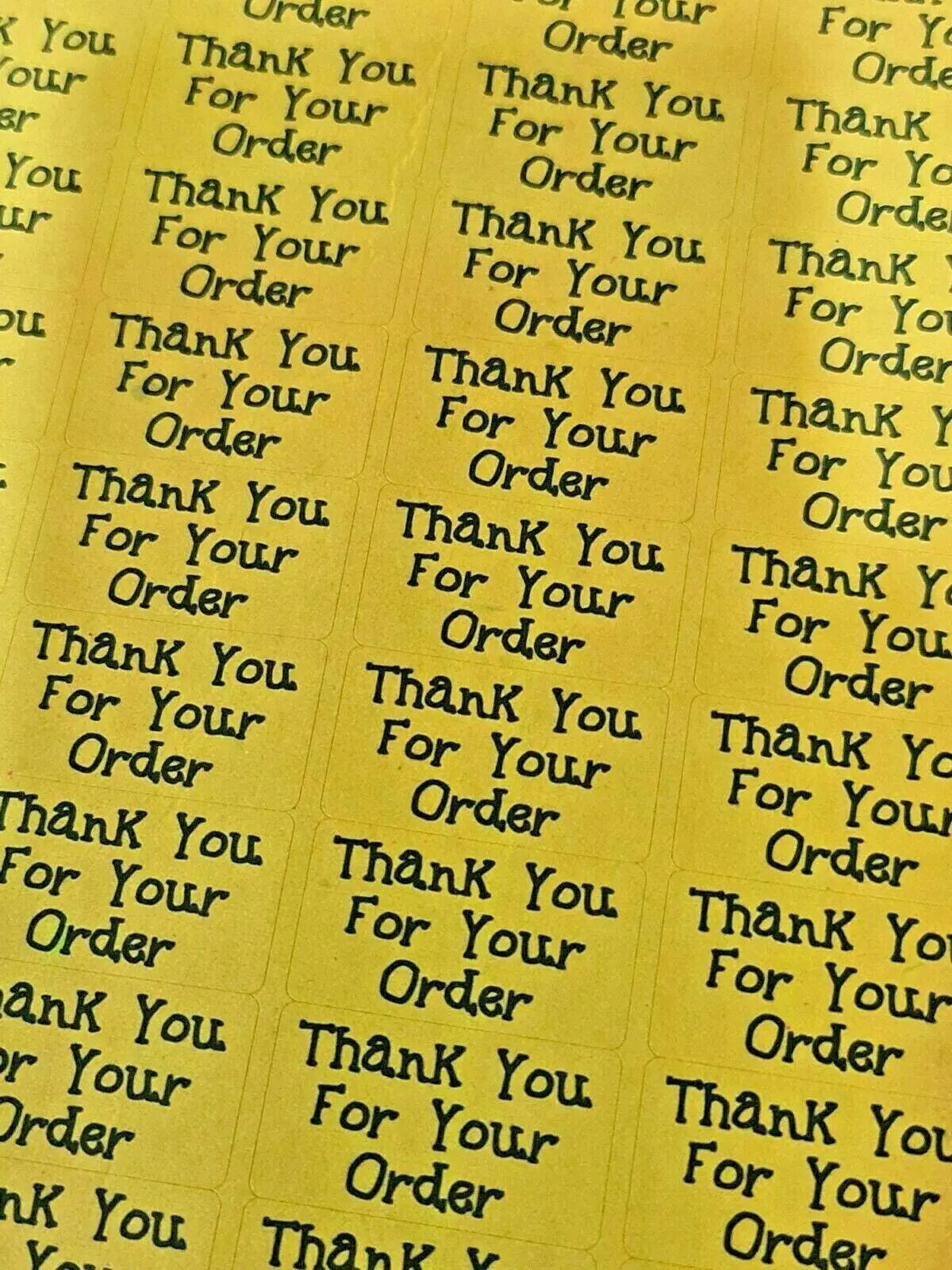 260 x Thank You for Your Order Sticky Labels TOP BANANA Yellow Matte Stickers 3D Peak Print