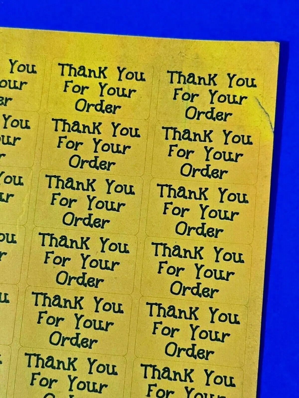 260 x Thank You for Your Order Sticky Labels TOP BANANA Yellow Matte Stickers 3D Peak Print