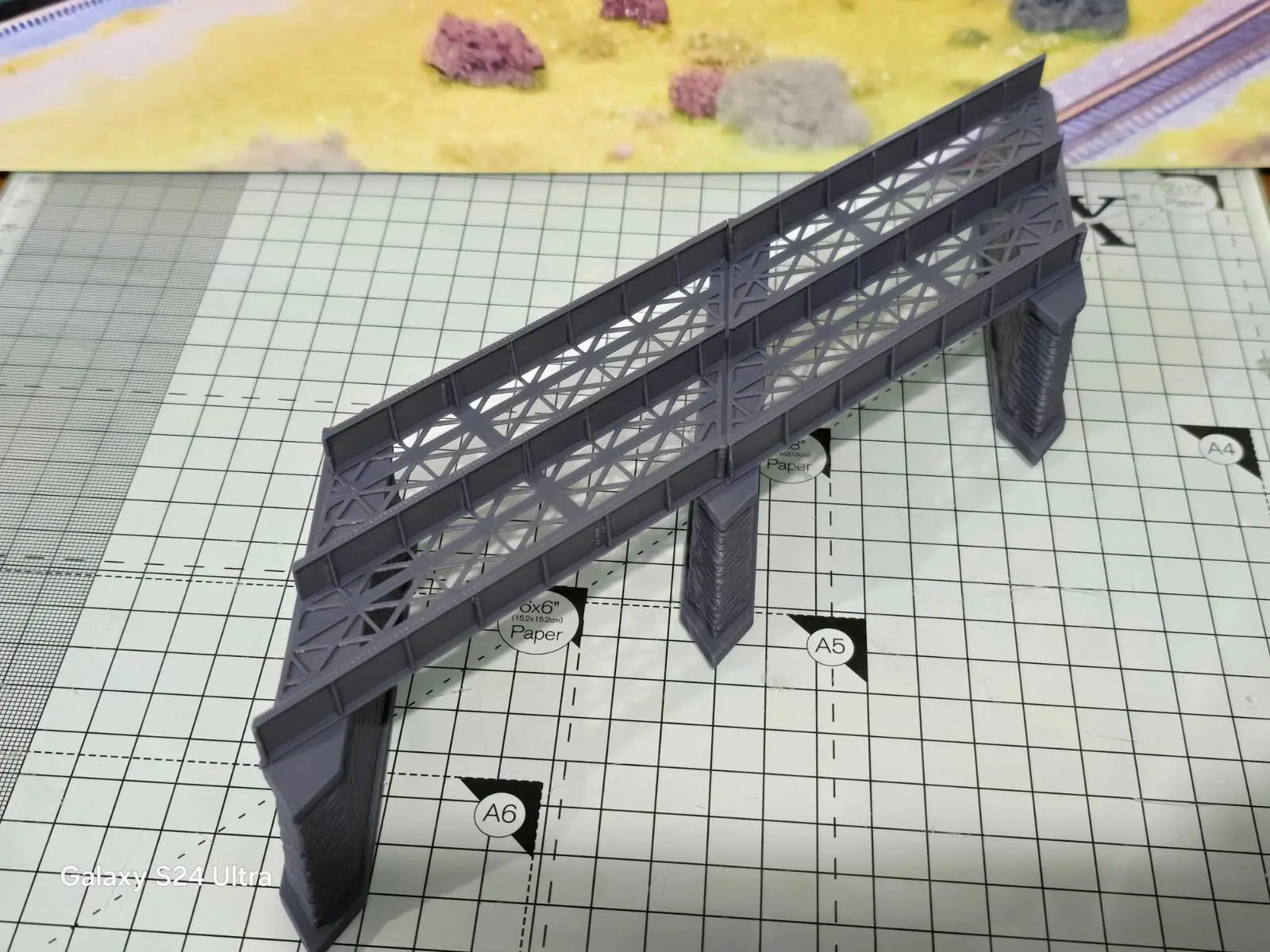 Z Gauge 45 deg Double Track Iron Girder Bridge Model Railway Layout 1:220 Scale 3D Peak Print
