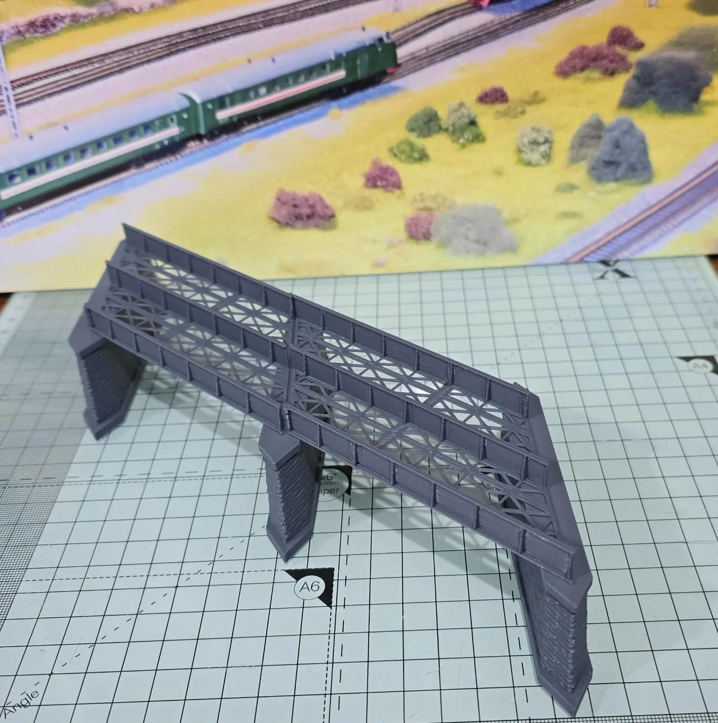 Z Gauge Left 45 deg Double Track Iron Girder Bridge Model Railway 1:220 Scale 3D Peak Print