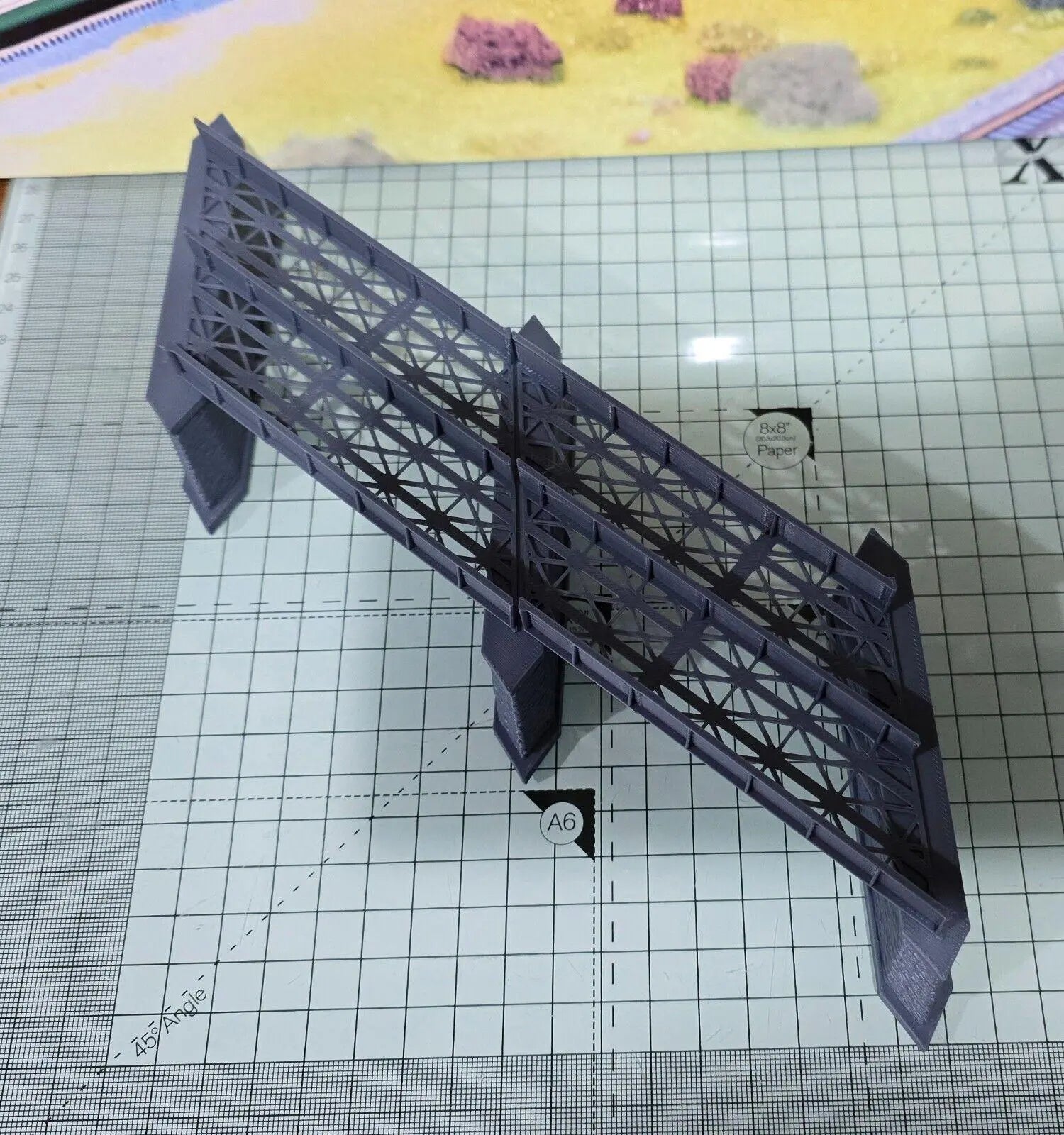 Z Gauge Left 45 deg Double Track Iron Girder Bridge Model Railway 1:220 Scale 3D Peak Print
