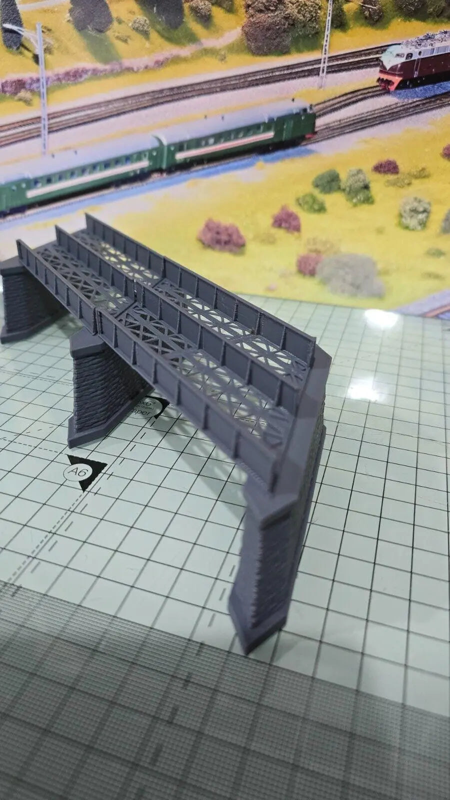 Z Gauge Left 45 deg Double Track Iron Girder Bridge Model Railway 1:220 Scale 3D Peak Print
