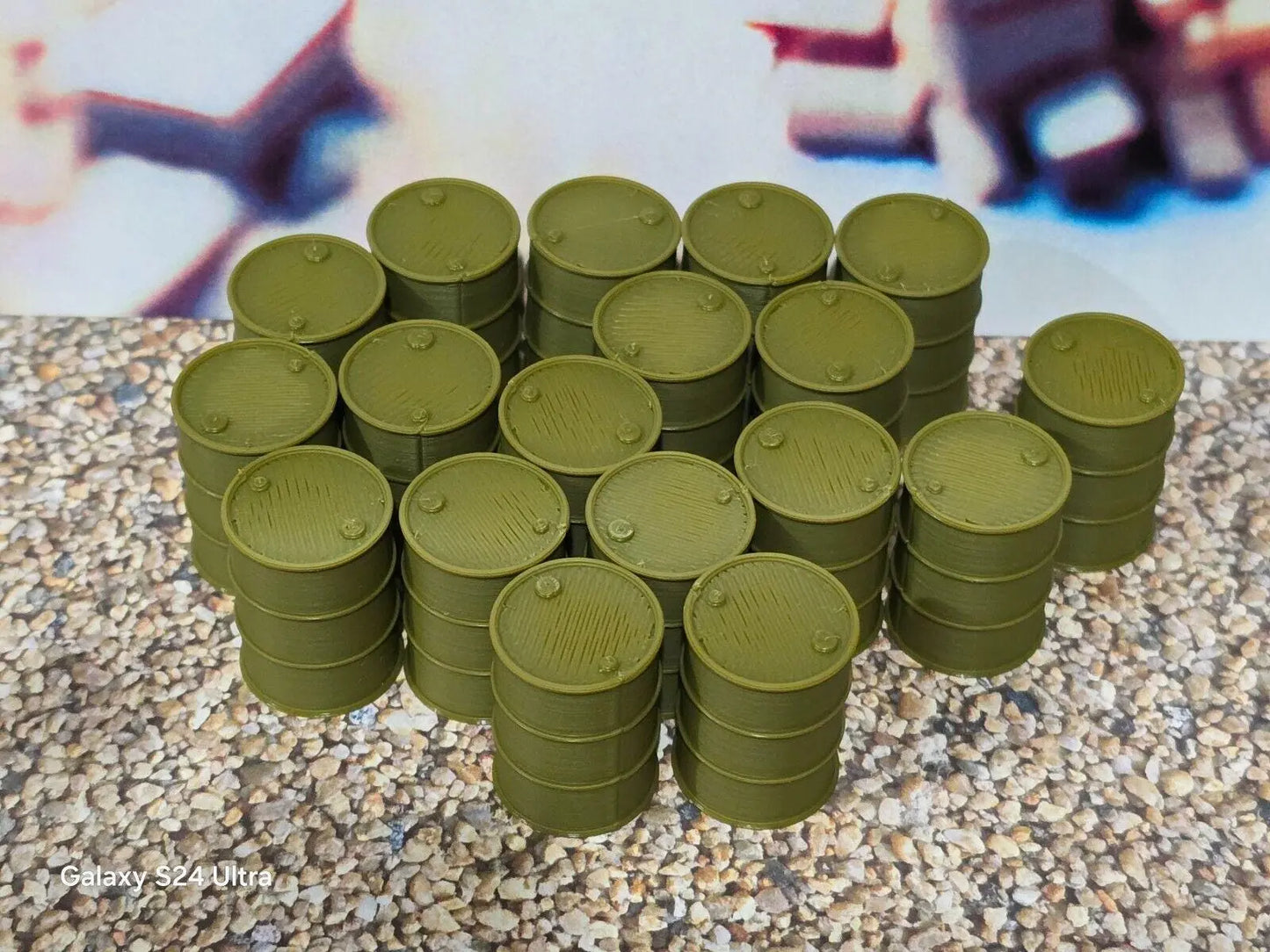 18 New Army Green Oil Drum Barrels 1:50 Scale Models diorama accessories Truck 3D Peak Print