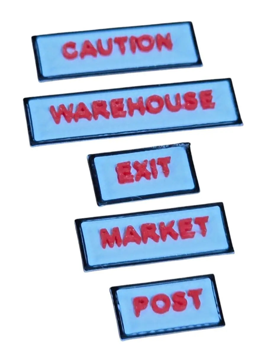 OO Gauge Model Railway Signage Pack 3D Printed (5 Signs) Red/White/Black 3D Peak Print