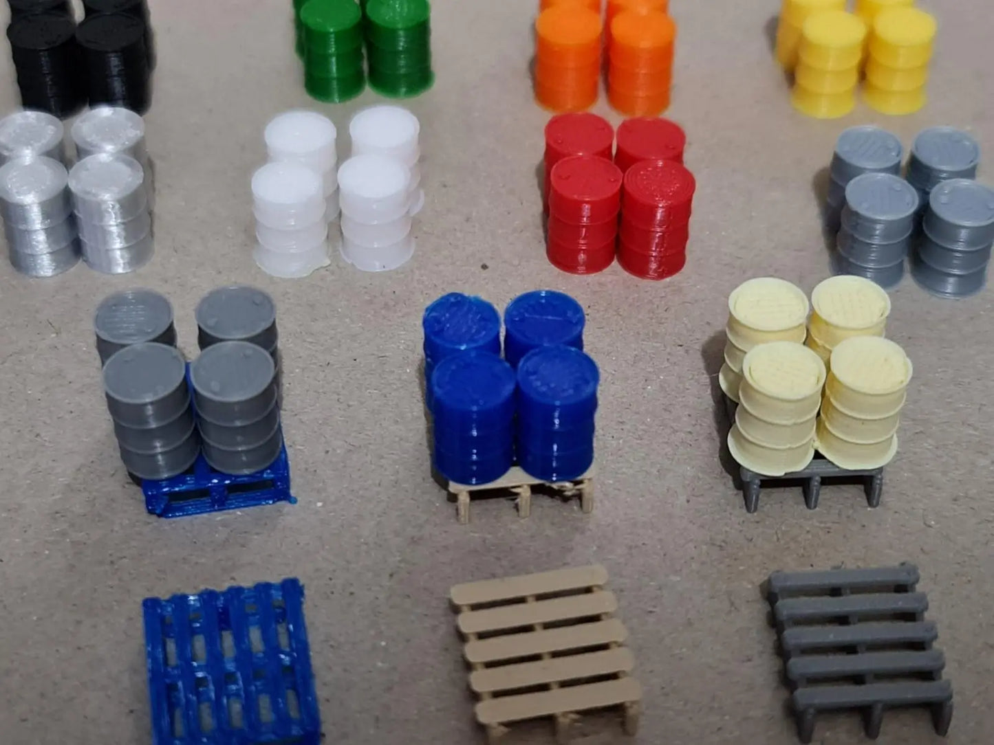 New Oil Drum Barrels 20 Pack + 5 Pallets 1 Gauge 1:32 Scale Model Railway 3D Peak Print