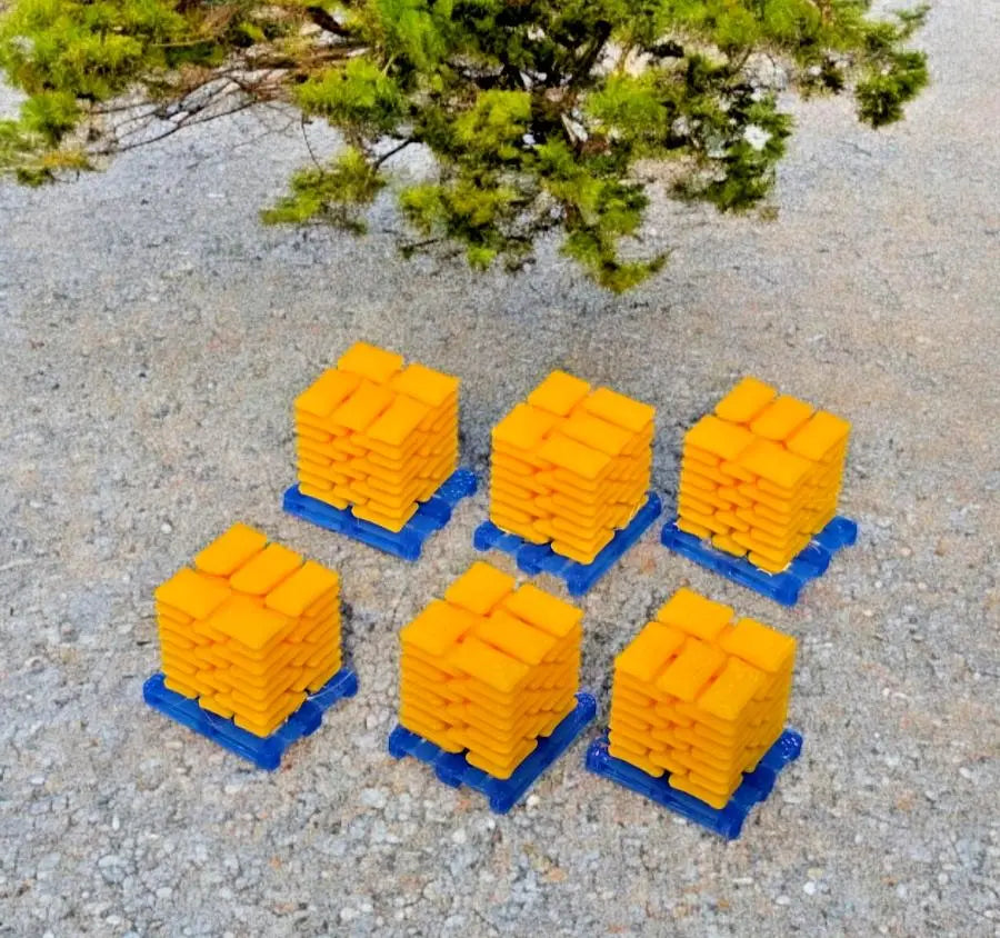 Pallets of Sacks Yellow Cement Chep Z Gauge 1:220 Scale Models Railway (6 Pack) 3D Peak Print