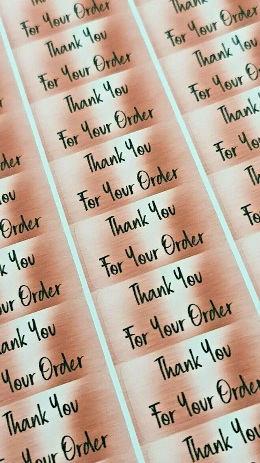 260 x Thank You for Your Order Labels Brushed Rose Gold Matte Labels Stickers 3D Peak Print