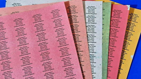 390 x Mini Retro Papers Personalised Name & Address Sticky Labels Stickers 3D Peak Print