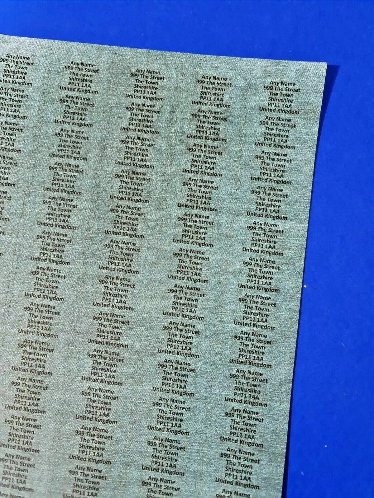 260 x Mini Blue Denim effect Personalised Name & Address Sticky Labels Stickers 3D Peak Print