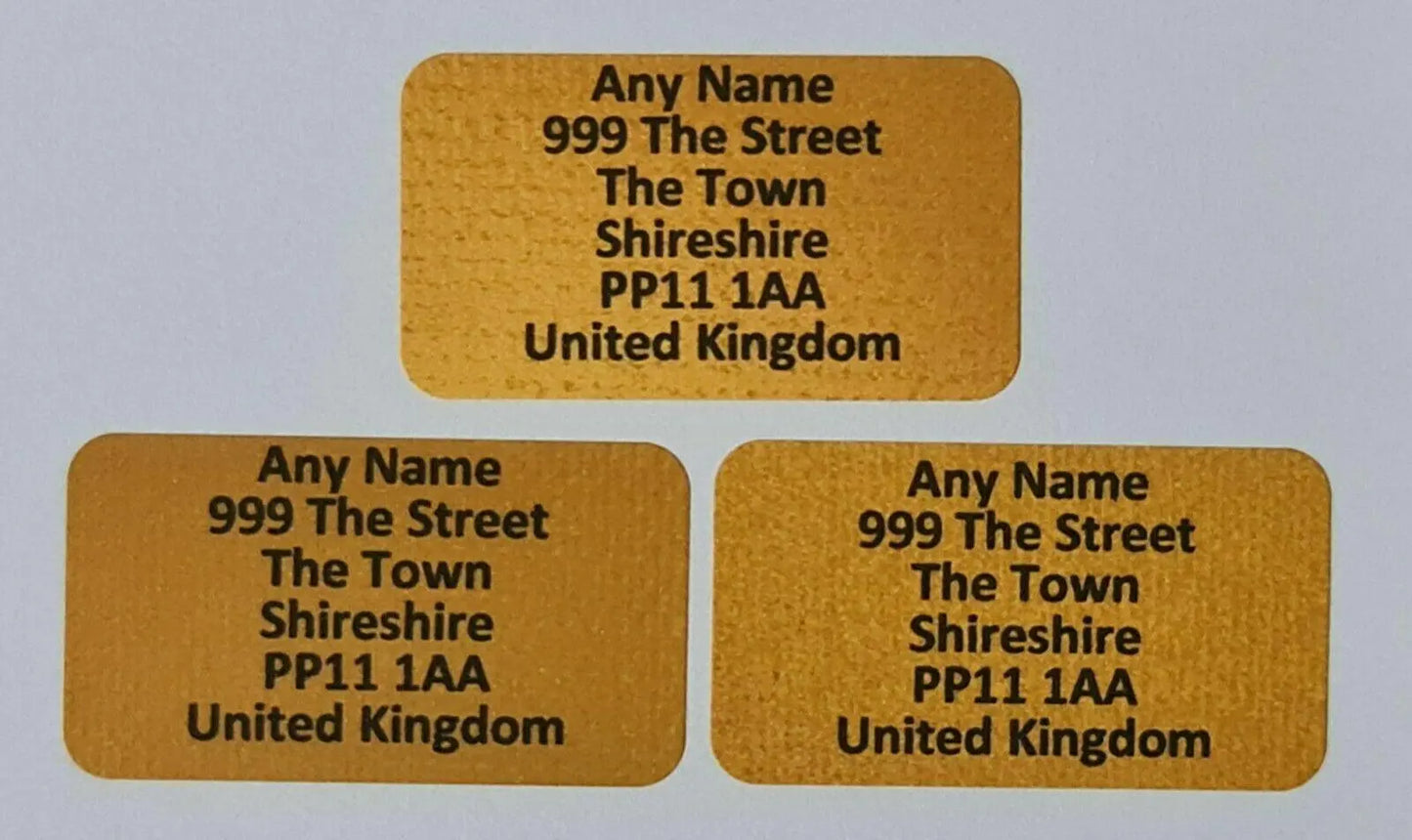 260 x Mini Golden Gold Texture Personalised Name & Address Matte Labels Stickers 3D Peak Print