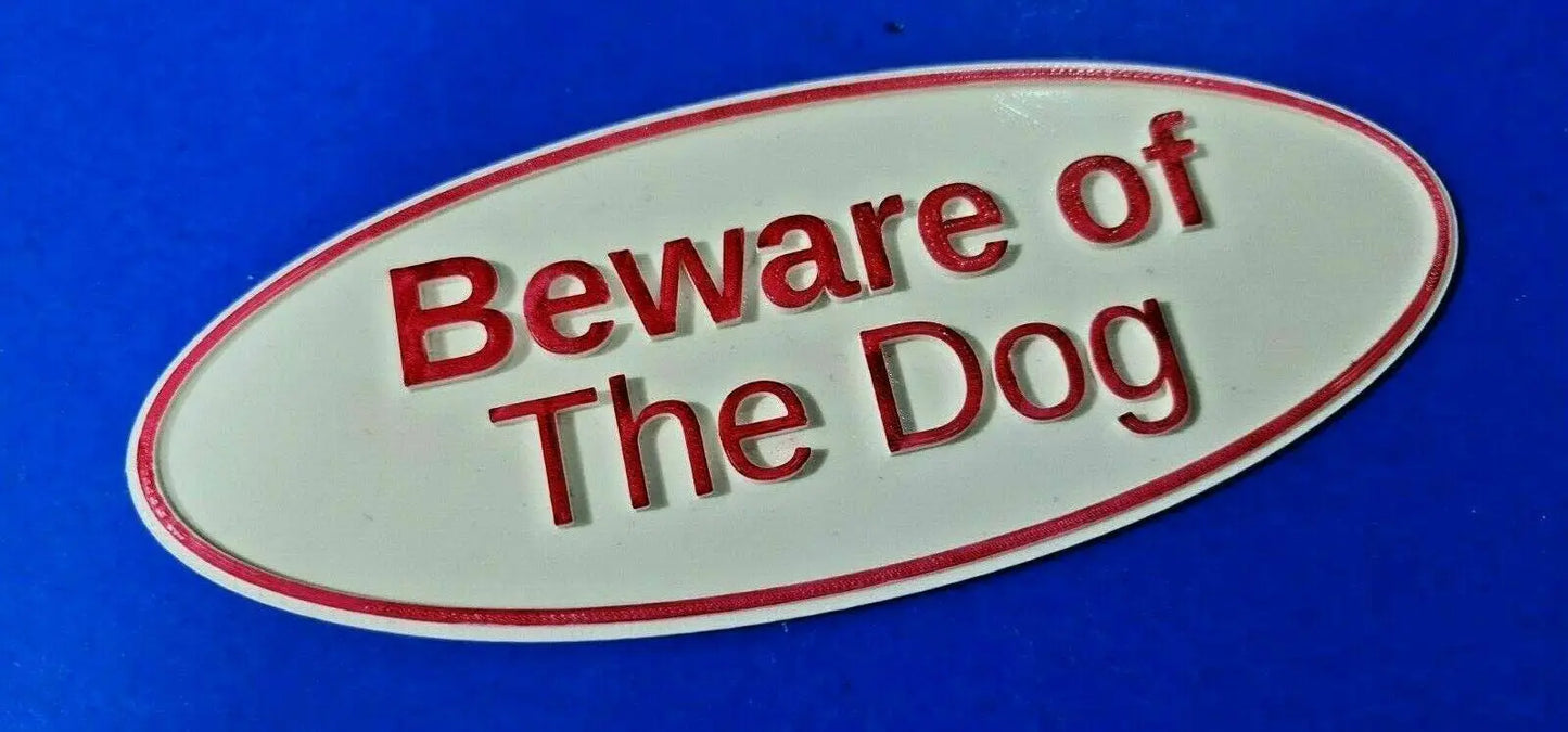 Quality Red & White Beware of the Dog Sign with 3D Letters and border 3D Peak Print