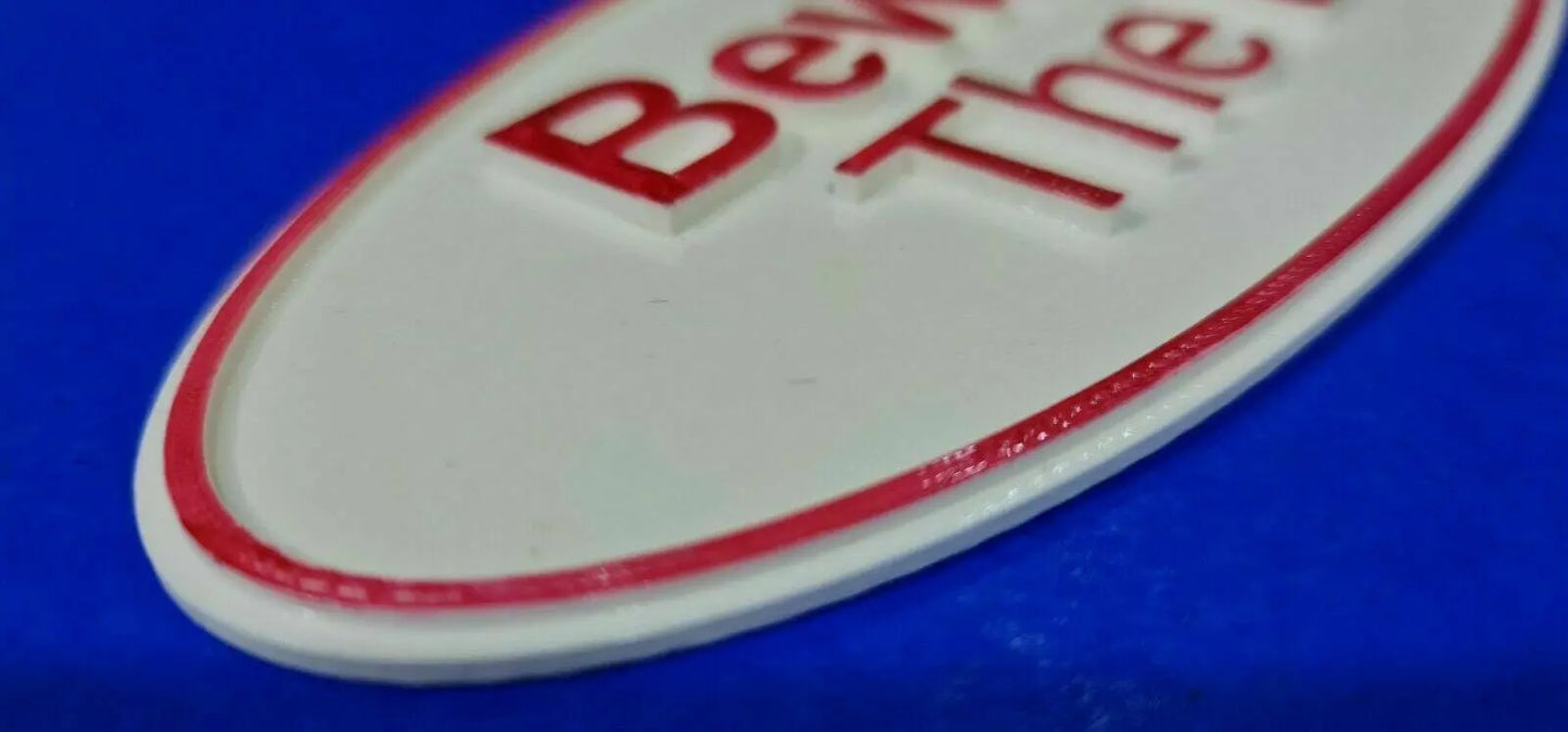 Quality Red & White Beware of the Dog Sign with 3D Letters and border 3D Peak Print