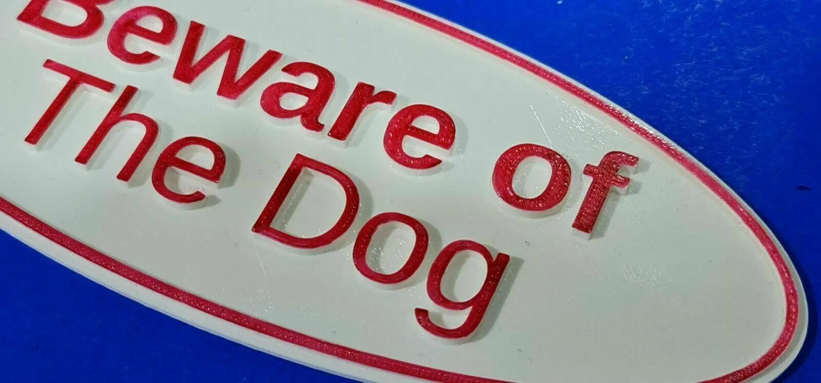 Quality Red & White Beware of the Dog Sign with 3D Letters and border 3D Peak Print