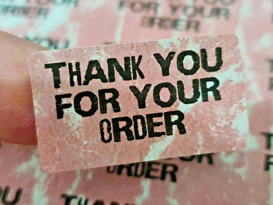 325 x Thank You for Your Order Labels Red Vintage Style Matte Labels Stickers 3D Peak Print