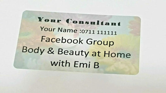 84 x Personalised Your Consultant Labels Stickers Bodyshop, Avon, Ann Summers 3D Peak Print