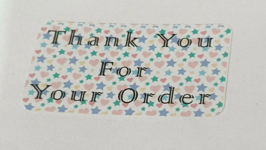 325 x Thank You for Your Order Labels Stars & Love Hearts Matte Labels Stickers 3D Peak Print