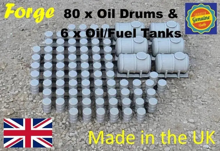 Oil Drums Oil Fuel Tanks x 80 x 6 Model Railway Scenery N Gauge 1:148 Scale 3D Peak Print