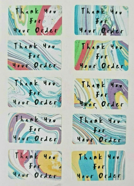 260 x Thank You for Your Order Sticky Labels Marble Effect Matte Stickers 3D Peak Print