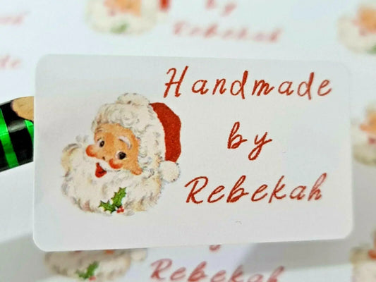 325 Christmas Santa Personalised Self Adhesive Handmade by Labels Stickers 3D Peak Print